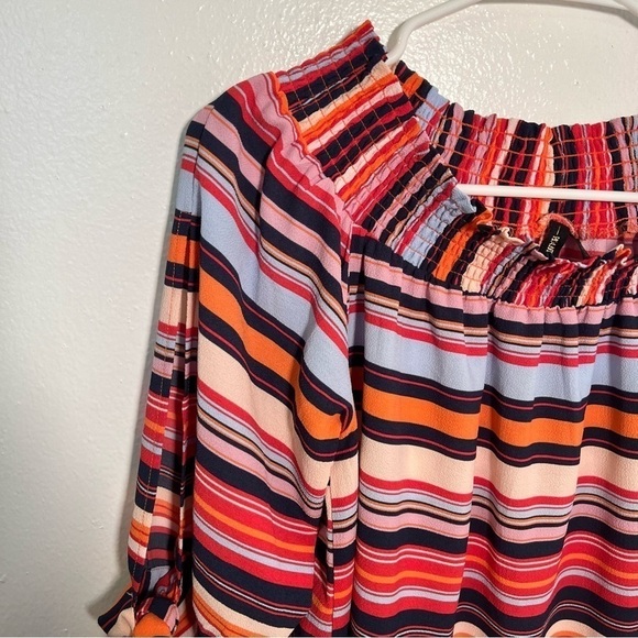 Want and Need Off Shoulder Mini Dress Navy Stripe - Picture 6 of 12